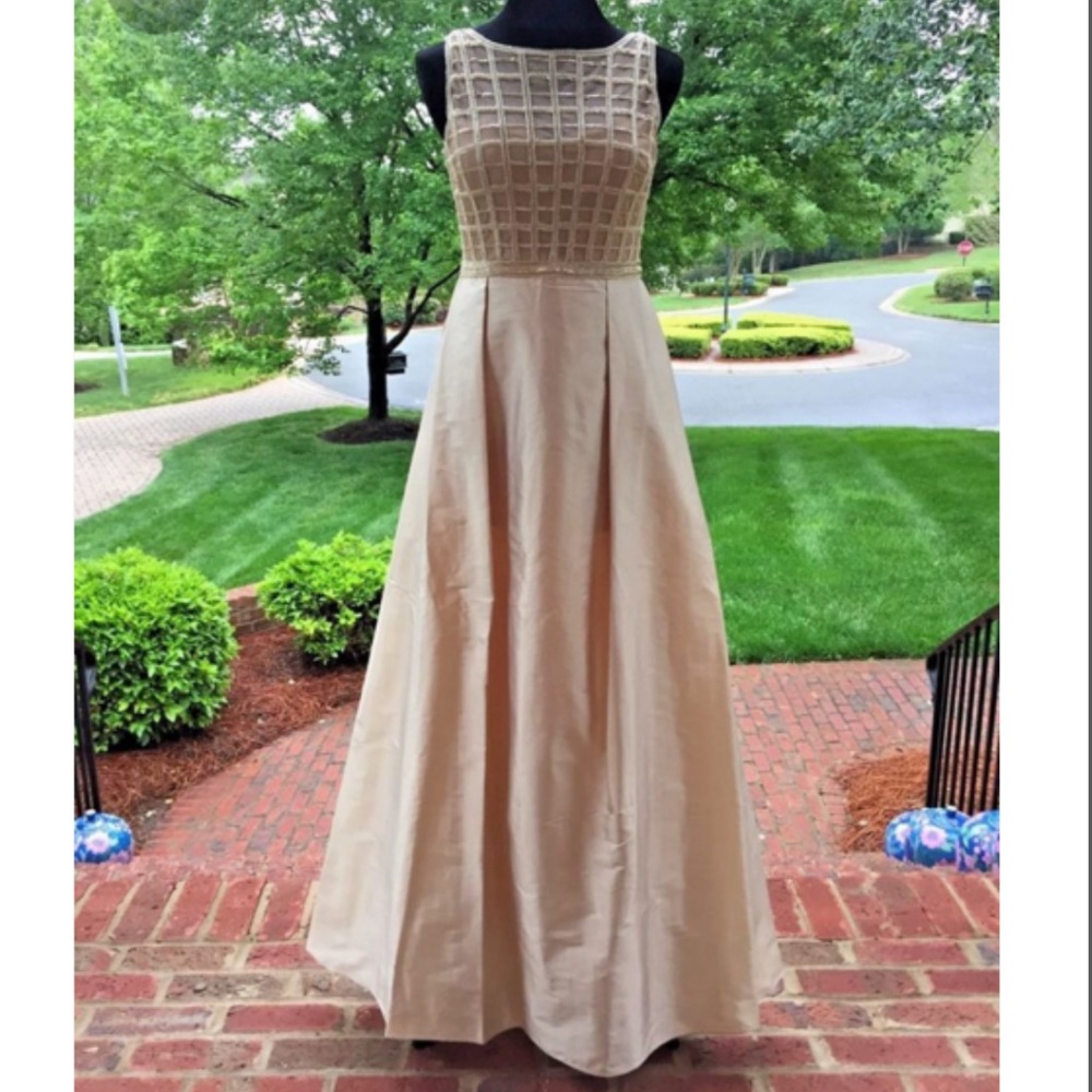 NWT Aidan Mattox Beaded Bodice Taffeta Ball Gown - Picture 3 of 11